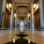 
              This June 30, 2021, photo shows the halls of the Capitol outside the Senate in Washington. The U.S. Capitol is still closed to most public visitors. It's the longest stretch ever that the building has been off-limits in its 200-plus year history. (AP Photo/Alex Brandon)
            