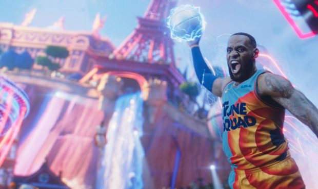 This image released by Warner Bros. Entertainment shows Lebron James in a scene from "Space Jam: A ...
