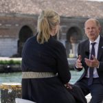 
              German Finance Minister Olaf Scholz gestures during an interview with a TV broadcaster, during, a G20 Economy and Finance ministers and 'Central bank governors meeting in Venice, Italy, Friday, July 9, 2021. (AP Photo/Luca Bruno)
            