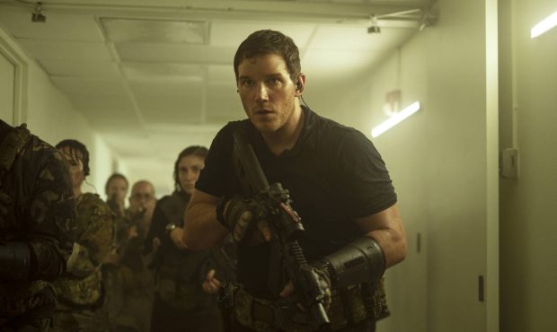 This image released by Amazon shows Chris Pratt in a scene from "The Tomorrow War." (Frank Masi/Ama...