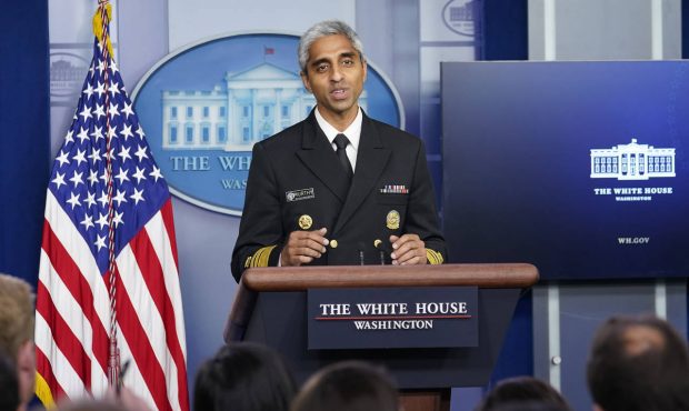 FILE - In this Thursday, July 15, 2021 file photo, Surgeon General Dr. Vivek Murthy speaks during t...