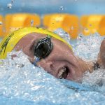 
              Ariarne Titmus of Australia swims in a women's 200-meter freestyle final at the 2020 Summer Olympics, Wednesday, July 28, 2021, in Tokyo, Japan. (AP Photo/Matthias Schrader)
            