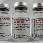 
              FILE - In this file photo dated Wednesday, Feb. 17, 2021, three vials of the Moderna COVID-19 Vaccine are pictured in a new coronavirus vaccination center at the 'Velodrom' (velodrome-stadium) in Berlin, Germany. The European Medicines Agency has recommended approving Moderna’s COVID-19 vaccine for children aged 12 to 17, the first time the shot has been authorized for people under 18. In a decision on Friday, July 23, 2021 the EU drug regulator said research in more than 3,700 children aged 12 to 17 showed that the Moderna vaccine — already given the OK for adults across Europe — produced a comparable antibody response. (AP Photo/Michael Sohn, File)
            