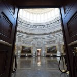 
              This June 30, 2021, photo shows the Rotunda of the Capitol in Washington. The U.S. Capitol is still closed to most public visitors. It's the longest stretch ever that the building has been off-limits in its 200-plus year history. (AP Photo/Alex Brandon)
            