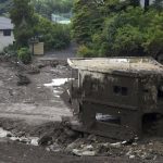 
              A mudslide area following heavy rains is seen in Atami, Shizuoka Prefecture, west of Tokyo, Monday, July 5, 2021. Rescue workers are slogging through mud and debris looking for dozens unaccounted for after a giant landslide ripped through the Japanese seaside resort town (AP Photo/Eugene Hoshiko)
            