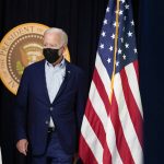 
              President Joe Biden arrives to attend a FEMA briefing on Hurricane Ida in the South Court Auditorium in the Eisenhower Executive Office Building on the White House Campus, Saturday, Aug. 28, 2021, in Washington. (AP Photo/Manuel Balce Ceneta)
            