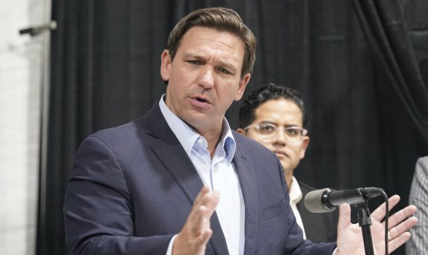 Florida Governor Ron DeSantis speaks at the opening of a monoclonal antibody site Wednesday, Aug. 1...