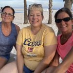 
              Lisa Hastings, center, sits with sisters Roxie Mire, left, and Anna Barras, right, while visiting Gulf Shores, Ala., on Thursday, Aug. 12, 2021. Hastings, a nurse, has been vaccinated against COVID-19 and was a little unsettled by the wide-open scene on the coast from a professional standpoint. But she also doesn't hold it against anyone who wants to get out and have fun, shot or not. Alabama's coastal counties lead the state in new COVID-19 cases, and some events have been canceled in Florida and Louisiana because of the latest surge. (AP Photo/Jay Reeves)
            
