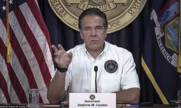 Governor Andrew Cuomo speaks during a Zoom-cast news briefing, Saturday Aug. 21, 2021, in New York....