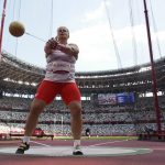 
              Anita Wlodarczyk, of Poland, competes in the women's hammer throw at the 2020 Summer Olympics, Sunday, Aug. 1, 2021, in Tokyo. (AP Photo/David J. Phillip)
            