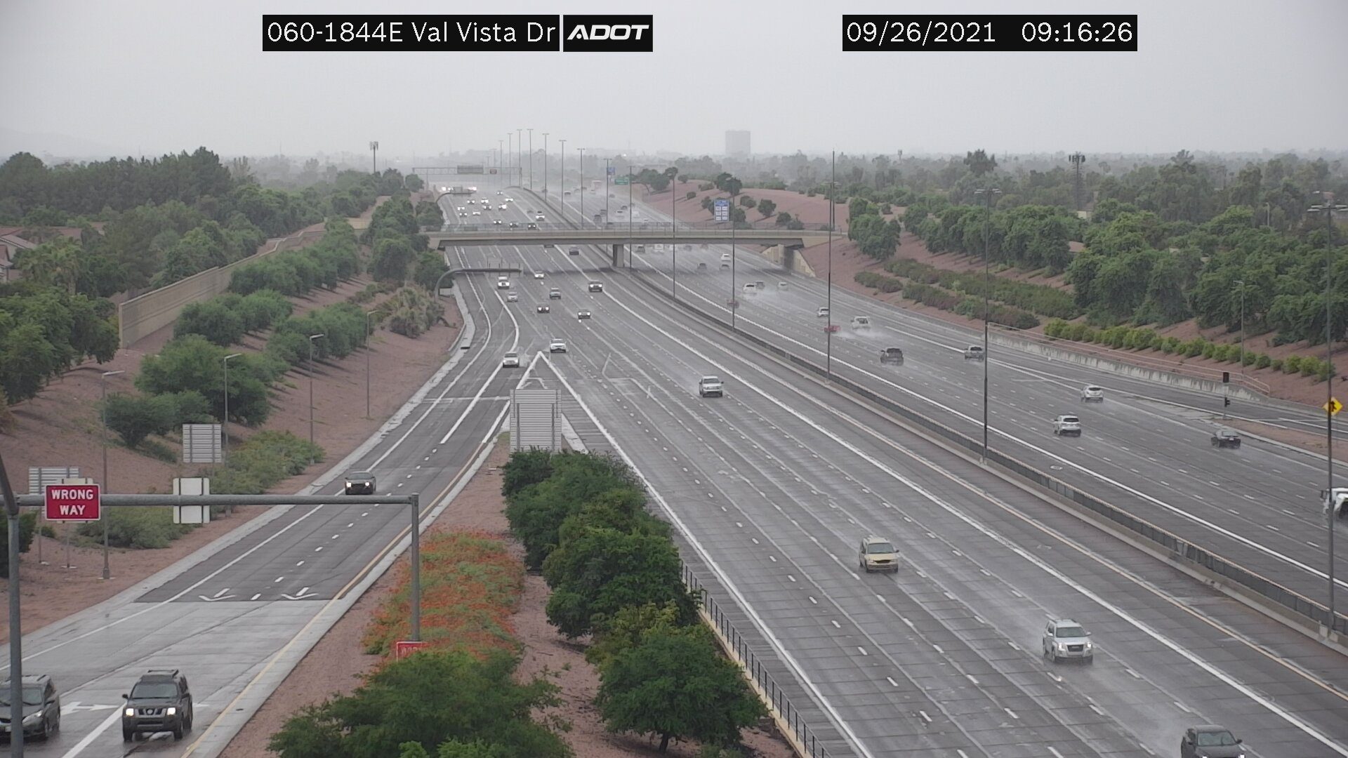 Rain hits the East Valley early Sunday, Sept. 26, near US 60 and Val Vista Drive. (ADOT freeway cam...
