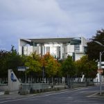 
              The morning sun reflects in the windows of the chancellery with the office of the German chancellor in Berlin, Tuesday, Sept. 28, 2021. Germany's newly elected lawmakers are holding their first meetings as their parties digest the fallout of the election that reduced outgoing Chancellor Angela Merkel's bloc to its worst-ever result and start the process of putting together a new government. (AP Photo/Markus Schreiber)
            