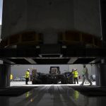 
              A central solinoid magnet for the ITER project arrives in Saint-Paul-Lez-Durance, France, Thursday, Sept. 9, 2021. Scientists at the International Thermonuclear Experimental Reactor in southern France took delivery of the first part of a massive magnet so strong its American manufacturer claims it can lift an aircraft carrier. (AP Photo/Daniel Cole)
            