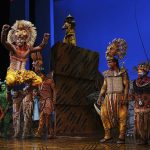 "The Lion King" cast appear at the curtain call following their first show back after the COVID-19 shutdown, at the Minskoff Theatre on Tuesday, Sept. 14, 2021, in New York. (Photo by Charles Sykes/Invision/AP)