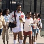 
              This image released by Warner Bros. Pictures shows, from left, Aunjanue Ellis as Oracene “Brandi” Williams, Mikayla Bartholomew as Tunde Price, Will Smith as Richard Williams, Saniyya Sidney as Venus Williams, Demi Singleton as Serena Williams and Danielle Lawson as Isha Price in "King Richard." (Warner Bros. Pictures via AP)
            