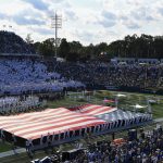 
              Navy's marching band performs at halftime during an NCAA college football game between Navy and Air Force, Saturday, Sept. 11, 2021, in Annapolis, Md. (AP Photo/Terrance Williams)
            