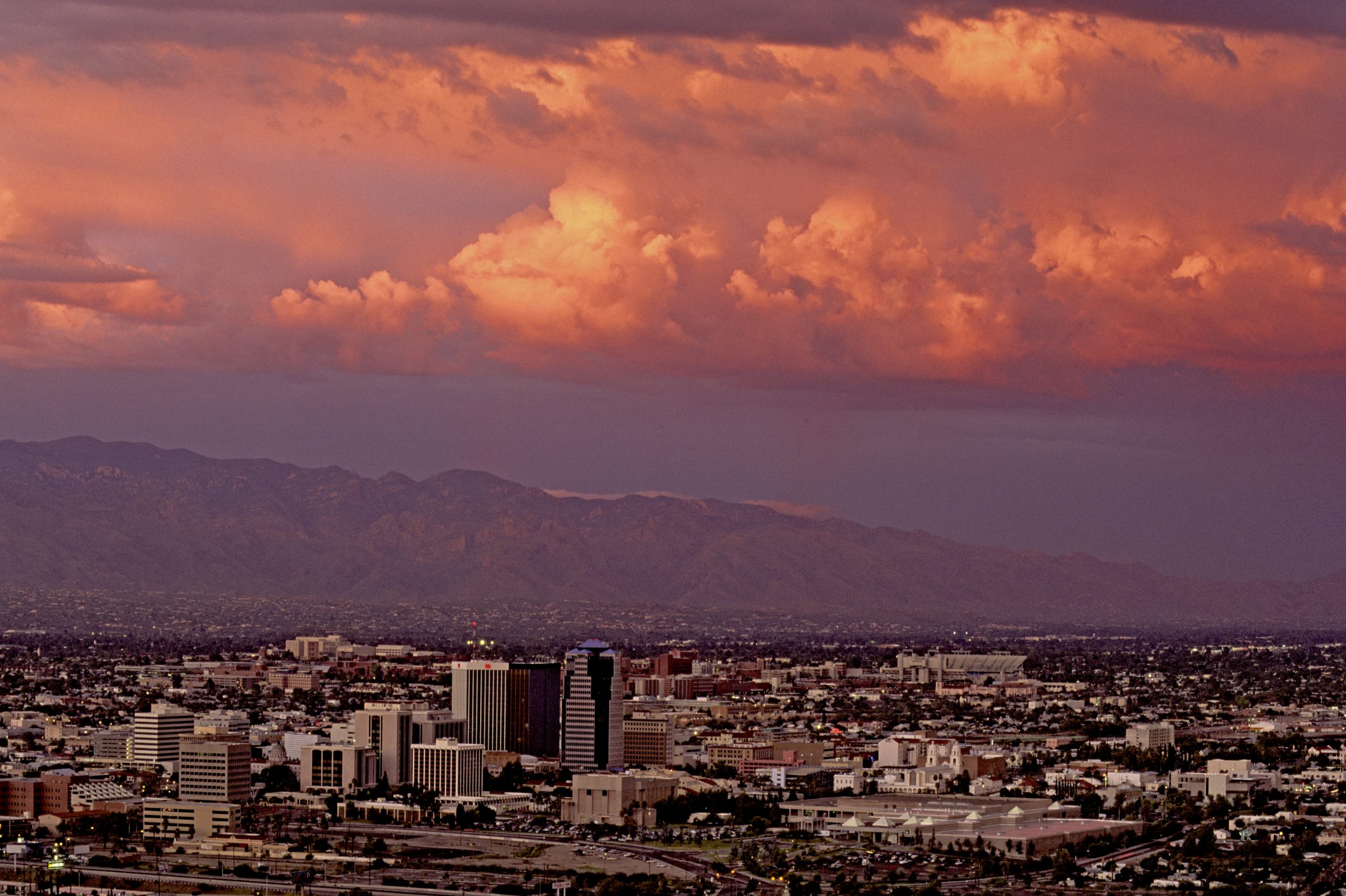 Sunset over Tucson, with Santa Catalina mountains in the background, tucson,az (Photo by Wild Horiz...