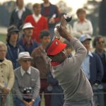 
              CORRECTS TO PARTICIPATES IN A PRACTICE ROUND FOR THE MASTERS TOURNAMENT NOT PARTICIPATES IN THE MASTERS TOURNAMENT - FILE - Lee Elder participates in a practice round for the Masters Tournament at Augusta, Ga., April 9, 1975. Elder broke down racial barriers as the first Black golfer to play in the Masters and paved the way for Tiger Woods and others to follow. The PGA Tour confirmed Elder’s death, which was first reported by Debert Cook of African American Golfers Digest. No cause or details were immediately available, but the tour said it spoke with Elder's family. He was 87. (AP Photo/Lou Krasky, File)
            