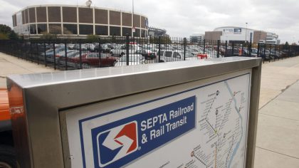 FILE - In this Oct. 30, 2009 file photo, A SEPTA transit map is shown outside the Pattison subway s...