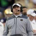 
              FILE - Notre Dame head coach Brian Kelly looks on during the second half of an NCAA college football game against Navy in South Bend, Ind., Nov. 6, 2021. LSU is hiring away from Notre Dame, a stunning move of one of the most accomplished coaches in college football jumping from the sport's most storied program to a Southeastern Conference powerhouse. (AP Photo/Paul Sancya, File)
            