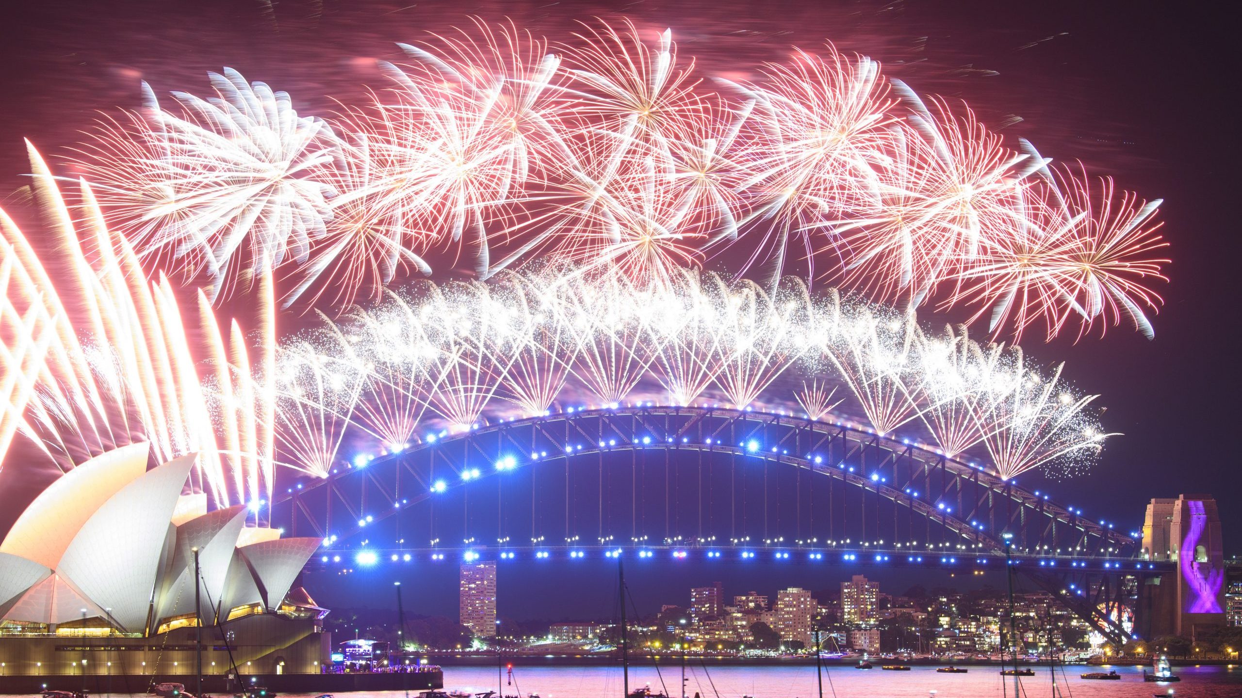 SYDNEY, AUSTRALIA - JANUARY 01: Fireworks are seen over Sydney harbour during New Year's Eve celebr...