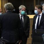 
              From left, European Union foreign policy chief Josep Borrell, European Commissioner for Internal Market Thierry Breton, European Commissioner for Economy Paolo Gentiloni, European Commissioner for Neighborhood and Enlargement Oliver Varhelyi and European Commissioner for Justice Didier Reynders during a meeting of the College of Commissioners at EU headquarters in Brussels on Wednesday, Dec. 22, 2021. (AP Photo/Virginia Mayo, Pool)
            