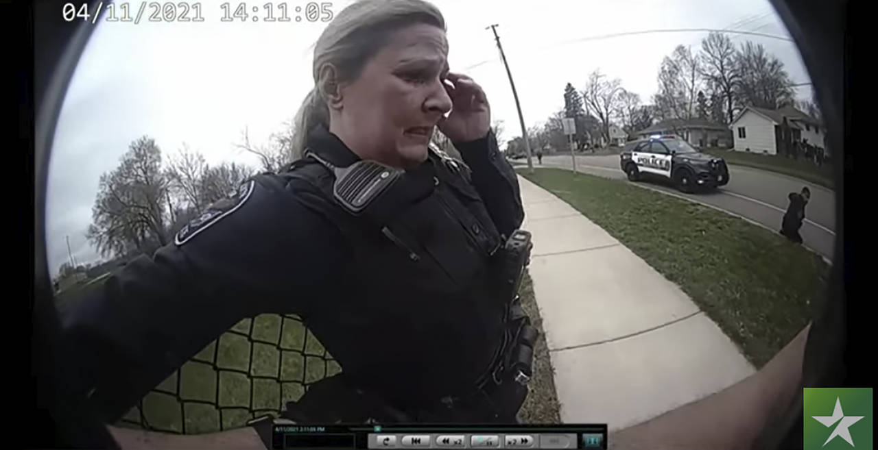 In this screen grab police body cam video is shown in court on Friday, Dec. 10, 2021 at Hennepin Co...