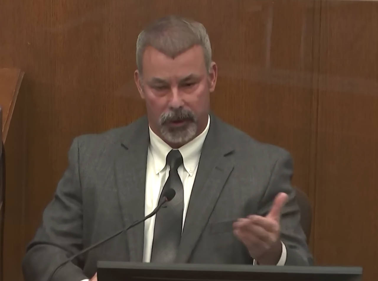 In this screen grab from video, Timothy Gannon, former Brooklyn Center police chief testifies, as H...