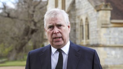 FILE - Britain's Prince Andrew speaks during a television interview at the Royal Chapel of All Sain...