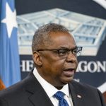 
              Secretary of Defense Lloyd Austin speaks during a media briefing at the Pentagon, Friday, Jan. 28, 2022, in Washington. (AP Photo/Alex Brandon)
            