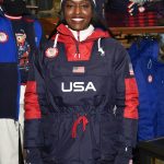 
              Bobsledder Aja Evans models the Team USA Beijing winter Olympics opening ceremony uniforms designed by Ralph Lauren on Wednesday, Jan. 19, 2022, in New York. (Photo by Evan Agostini/Invision/AP)
            