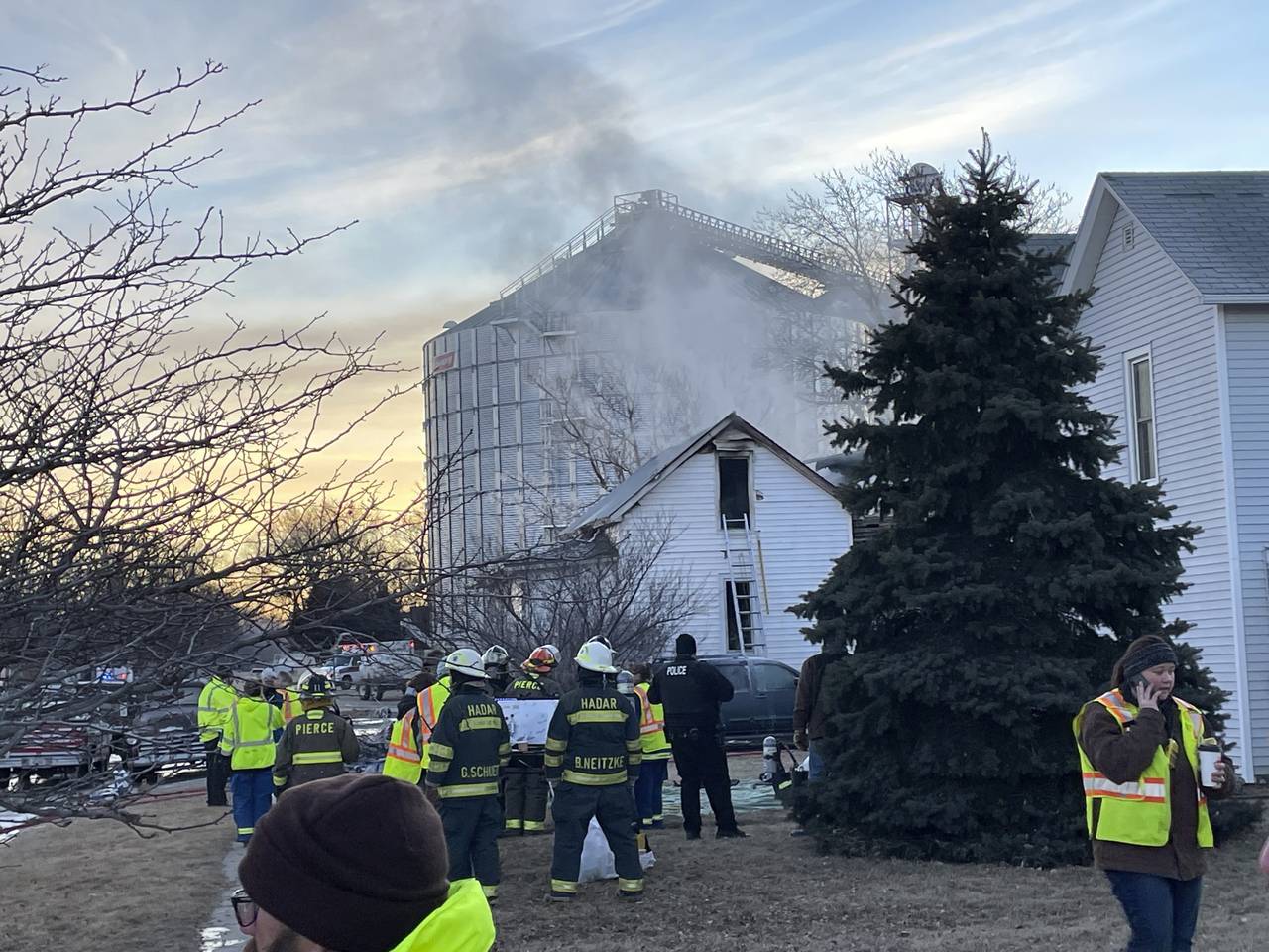 Multiple area fire departments assist Pierce Fire & Rescue at the scene of a house fire in Pierce, ...
