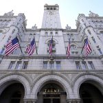 FILE - A view of The Trump International Hotel is seen, March 4, 2021, in Washington. Former New York Yankees slugger Alex Rodriguez, once vilified by Donald Trump as a "druggie" and "joke" unworthy of wearing the pinstripes, is now a key part of an investment group seeking to buy the rights to the ex-president's marquee Washington, D.C., hotel, people familiar with the deal told The Associated Press. (AP Photo/Julio Cortez, file)