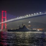 
              The Russian Navy's Bykov class corvette Dmitry Rogachev travels through Bosphorus en route to the Black Sea in Istanbul, Wednesday, Feb. 16, 2022.(AP Photo/Emrah Gurel)
            