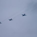 
              Fighter jets of the Russian and Belarusian air forces fly in a joint mission during the Union Courage-2022 Russia-Belarus military drills in Belarus, Thursday, Feb. 17, 2022. Russia has deployed troops to its ally Belarus for sweeping joint military drills that run through Sunday, fueling Western concerns that Moscow could use the exercise to attack Ukraine from the north. (AP Photo/Alexander Zemlianichenko Jr)
            