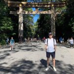 In this photo provided by Sebastian Bressa, Bressa visits Meiji shrine during his trip in Tokyo, Japan, on Oct. 2019. More than a year ago Bressa finished his paperwork to become a language teacher in Tokyo and made plans to quit his job in Sydney. His life has been in limbo ever since. Hundreds of thousands of foreigners have been denied entry to study, work or visit families in Japan, which has kept its doors closed to most overseas visitors during the pandemic.(Sebastian Bressa via AP)