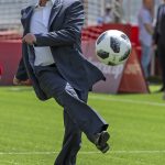 
              FILE - Russian President Vladimir Putin kicks the ball during an opening friendly soccer match between two children teams and FIFA legends at a Football Park in Red Square during the 2018 soccer World Cup in Moscow, Russia, Thursday, June 28, 2018. In a sweeping move to isolate and condemn Russia after invading Ukraine, the International Olympic Committee urged sports bodies on Monday to exclude the country's athletes and officials from international events. The decision opened the way for FIFA, the governing body of soccer, to exclude Russia from a World Cup qualifying playoff match on March 24. Poland has refused to play the scheduled game against Russia. (AP Photo/Alexander Safonov, File)
            