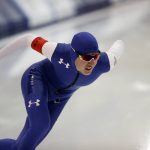 
              FILE- Casey Dawson competes in the men's 500 meters during the U.S. Olympic long track speedskating trials, Friday, Jan. 5, 2018, in Milwaukee.  Dawson tested positive for COVID-19 in January, 2022. Recently, Dawson had been testing negative and he believed that by producing two consecutive negative tests he would be cleared to join his teammates for the 2022Beijing Olympics. But Dawson posted on social media that four negative tests are now required for him to travel. (AP Photo/John Locher, File)
            