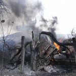 
              Damaged radar arrays and other equipment is seen at Ukrainian military facility outside Mariupol, Ukraine, Thursday, Feb. 24, 2022. Russia has launched a barrage of air and missile strikes on Ukraine early Thursday and Ukrainian officials said that Russian troops have rolled into the country from the north, east and south. (AP Photo/Sergei Grits)
            