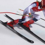 
              Mikaela Shiffrin, of the United States makes a turn during the women's downhill at the 2022 Winter Olympics, Tuesday, Feb. 15, 2022, in the Yanqing district of Beijing. (AP Photo/Alessandro Trovati)
            