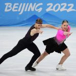 
              Natalie Taschlerova and Filip Taschler, of the Czech Republic, compete during the ice dance team program in the figure skating competition at the 2022 Winter Olympics, Friday, Feb. 4, 2022, in Beijing. (AP Photo/Natacha Pisarenko)
            