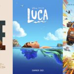 
              This combination of photos shows promotional art for the films nominated for the Oscar for best animated feature, from left, "Encanto," "Flee," "Luca," "The Mitchells vs. the Machines," and "Raya and the Last Dragon." (Disney, Neon, Disney, Netflix, Disney via AP)
            