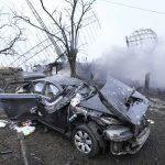 
              Damaged radar, a vehicle and equipment are seen at a Ukrainian military facility outside Mariupol, Ukraine, Thursday, Feb. 24, 2022. Russia has launched a barrage of air and missile strikes on Ukraine early Thursday and Ukrainian officials said that Russian troops have rolled into the country from the north, east and south. (AP Photo/Sergei Grits)
            