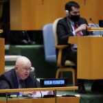 
              Russian Ambassador to the United Nations Vasily Nebenzya speaks during an emergency meeting of the General Assembly at United Nations headquarters, Wednesday, March 2, 2022. (AP Photo/Seth Wenig)
            