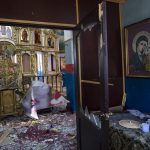 
              Damage is seen inside a Ukrainian Orthodox Church in Yasnogorodk, a rural town where the Ukrainian army stopped the advance of the Russian army, outskirts of Kyiv, Ukraine, Friday, March 25, 2022. (AP Photo/ (AP Photo/Rodrigo Abd)
            