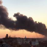 
              A cloud of smoke raises after an explosion in Lviv, western Ukraine, Friday, March 18, 2022. The mayor of Lviv says missiles struck near the city's airport early Friday. (AP Photo)
            