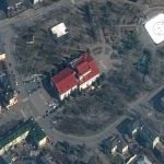 
              This satellite image provided by Maxar Technologies shows the Mariupol Drama Theater in Mariupol, Ukraine on Monday, March 14, 2022. Ukrainian officials say Russian forces destroyed the theater in the city of Mariupol where hundreds of people were sheltering. There was no immediate word on deaths or injuries in what the Mariupol city council said was an airstrike on the theater Wednesday. The Maxar satellite imagery firm said images from Monday showed the word “children” had been written in large white letters in Russian in front of and behind the building. (Maxar Technologies via AP)
            