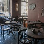 
              A view of the damage in a cafe after shelling, in Kharkiv, Ukraine, Saturday, March 12, 2022. (AP Photo/Andrew Marienko)
            