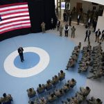 
              President Joe Biden speaks to members of the 82nd Airborne Division at the G2A Arena, Friday, March 25, 2022, in Jasionka, Poland. (AP Photo/Evan Vucci)
            