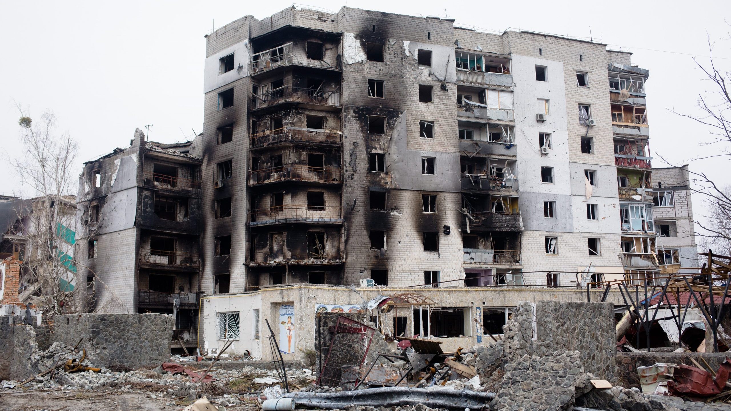 BORODIANKA, UKRAINE - APRIL 05: A view of a destroyed residential building as a result of a shellfi...